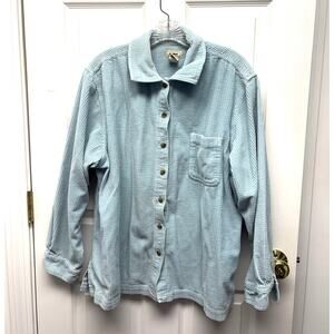 L.L. Bean Corduroy Shacket Light Blue Wide Wale Button Up 100% Cotton Women’s XL